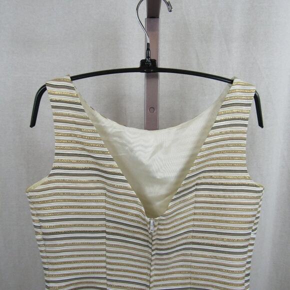 Cachet Metallic Size 8 Striped Formal Top with Beaded Detail Hem Gold Semi Crop - Picture 4 of 8